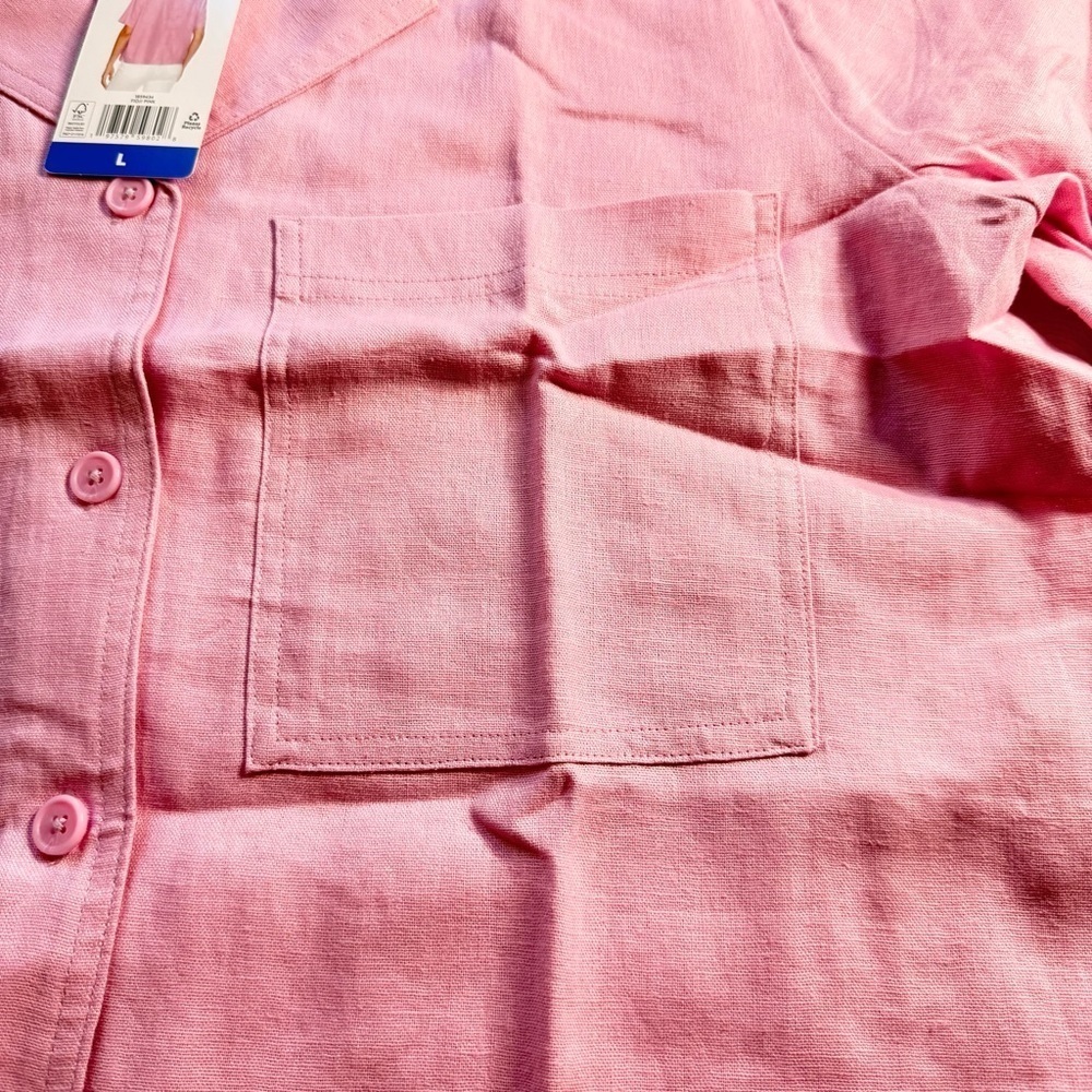 Buffalo David Bitton Pink Linen Blend Button-Up Shirt L NWT - Picture 3 of 9